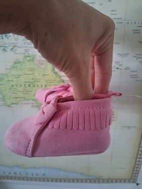 child of mine Pink Fringe Moccasin Baby Shoes